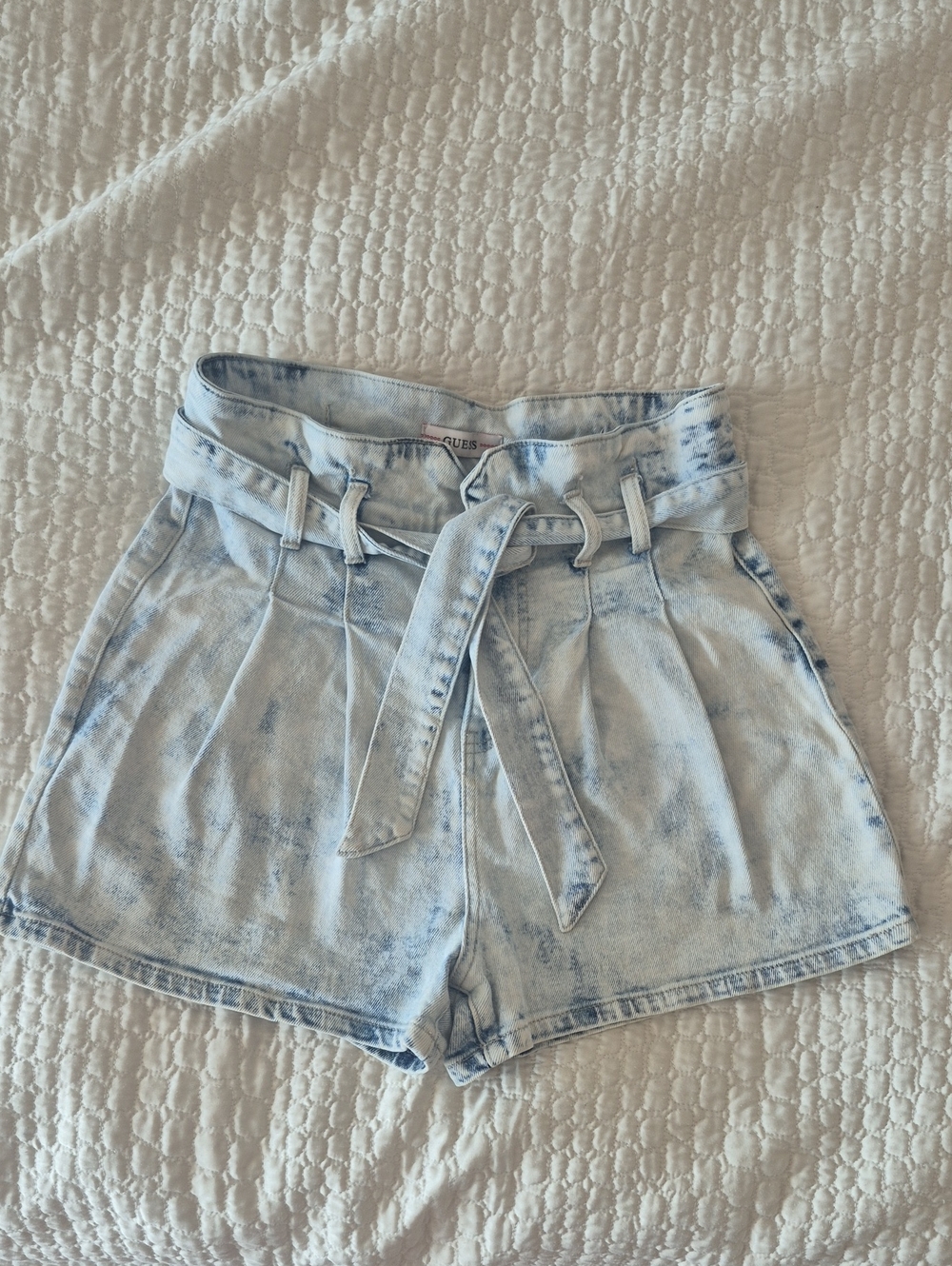 GUESS acid wash belted bustier denim shorts High Waisted Size 29
